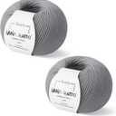 2-Pack Cashmere and Extra-fine Merino Wool Luxury Yarns for Hand Knitting and Crocheting, Made in Italy, 3.6 oz / 436 yd (Gray - 5513, 2)