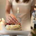 Silver Number Candle Holder for Cake, Reusable Birthday Candle Holders, Set of 2