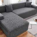 High Stretch Sofa Covers Couch Covers L Shape Sofa Cover Solid Color Sofa Slipcovers Fabric Machine Washable Furniture Protector for Living Room -Light Grey-1 Seater(80-10cm)