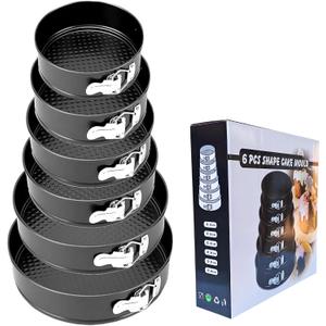 6 Pack Removable Springform Cake Pan, Round Nonstick Cheesecake Pan, Cake Pans Molds with Leakproof Bottom Removable for Baking Cheesecakes, Pie, Pizza and Quiches 7",8",9",9.5",10" ,11"