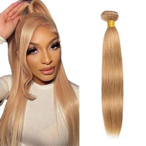 Honey Blonde Bundles Human Hair 27 Straight Bundles 22 inch Grade 8A Brazilian Virgin Hair Extensions Double Weft 1 Bundle 27 Honey Blonde Straight Bundle