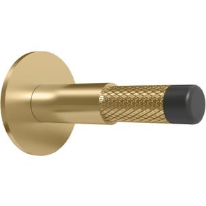 Mega Handles Knurled Baseboard Door Stopper - Heavy Duty Door Stoppers for Bottom of Door, Zinc Alloy Door Stops with Rubber Tip - Satin Brass (1 Pack)
