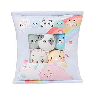 AIXINI Cute Cat Mommy Plush Pillow with 4 Little Baby Cats Stuffed Animal, Super Soft Kawaii Fat Cat Chubby Kitten Hugging Toy Gifts (Cat)
