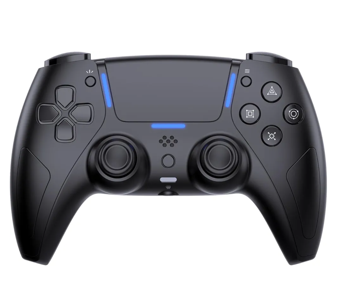 JDDWIN LED Wireless Gaming Controller for PS5/PC/Android/IOS/MAC/Steam Deck,Hall Effect Joystick, Bluetooth, 3.5mm Audio Jack, Dual Vibration, 6-Axis Motion Contro Gamepad with Speaker (Black)