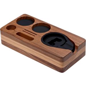 Normcore Espresso Tamping Station, Natural American Walnut Coffee Tamp Station Base Holder Stand for 51mm 54mm Portafilter, Tamper, and Distributor, Puck Screen Espresso Accessories Barista Tools