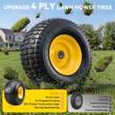 YITAMOTOR 15x6.00-6 Flat Free Lawn Mower Tires & Wheel Assemblies, 4 Ply Pneumatic Front Tires Replacement Fits John Deere, Lawn Tractors, More Riding Mowers | 3" Offset Hub, 3/4" Bearings (2 Pack)