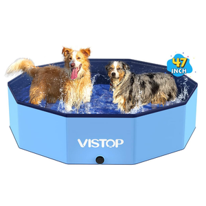 Foldable Dog Pool, Hard Plastic Kiddie Pool for Toddlers 1-3 Years Old, 48" Blue Pet Bathing Tub, Swimming Foldable Pool for Kids Backyard, Doggie, Kitty