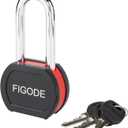 FIGODE Black Covered Solid Steel Padlock with Key, High Security Heavy Duty Lock, 2-3/4" Wide, 2.7" Long Hardened Steel Shackle, Gate Locks for Outdoor Fence or Shed (1 Pack)