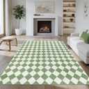 5x8 Checkered Washable Area Rug, Non-Slip Farmhouse Diamond Carpet for Living Room, Neutral Rug for Bedroom, Boys Room,Dining Room or Office
