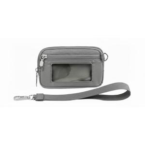The Iris Wallet Zip Card Case with Clear ID Window Zipper Coin Purse Lightweight Wasserdichtes Portable Keychain Wallet with Lanyard, Light Gray (6.1IN*4.06IN)