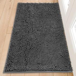 Naturei Chenille Absorbent Front Door Mat 60" x 36", Dog Door Mat for Muddy Paws, Trap Dirt Doormat, Mud Mat for Dogs, Washable Non Slip Outdoor Indoor Doormats for Entryway, Grey