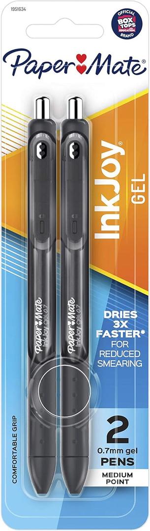 Paper Mate Inkjoy Gel Pens, Medium Point, 2-Pack, Black (1951634)