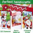SKRYUIE DIY 5D Diamond Painting Christmas Card Set for Adults Full Diamond Round Diamond Art Kits for Adults Card, Mosaic Making Greeting Card with Envelope for Family and Friends-8 Piece Set