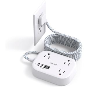 One Beat Cruise Ship Essentials,Travel Power Strip with USB C,Flat Plug Extension Cord 10 FT with 3 Outlets 4 USB Ports(2 USB C),Desk Wall Outlet Extender,Non Surge Protector for Cruise,Dorm Room,ETL