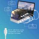 Charging Station for Multiple Devices, with 6 USB Fast Ports, Compatible with Cell Phones, Smart Phones, Tablets, and Other Electronics (Silver)
