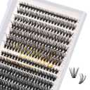Uilulu Lash Clusters Kit for DIY Lash Extension at Home, False Eyelashes Set with Bond and Seal, Lash Remover, Tweezers, D Curl Wispy Individual Clusters Eye Lash Extensions Kit (U22 Kit)