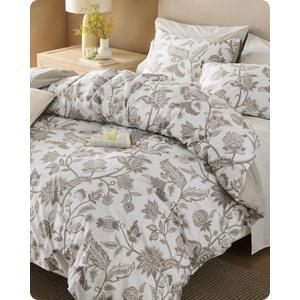 Bedsure Floral Duvet Cover King Size - 100% Cotton Reversible Entwined Vines Pattern Duvet Cover Set, 3 Pieces Soft & Breathable PureWoven Bedding Set with 2 Pillow Shams (Linen Vines, 104"x90")