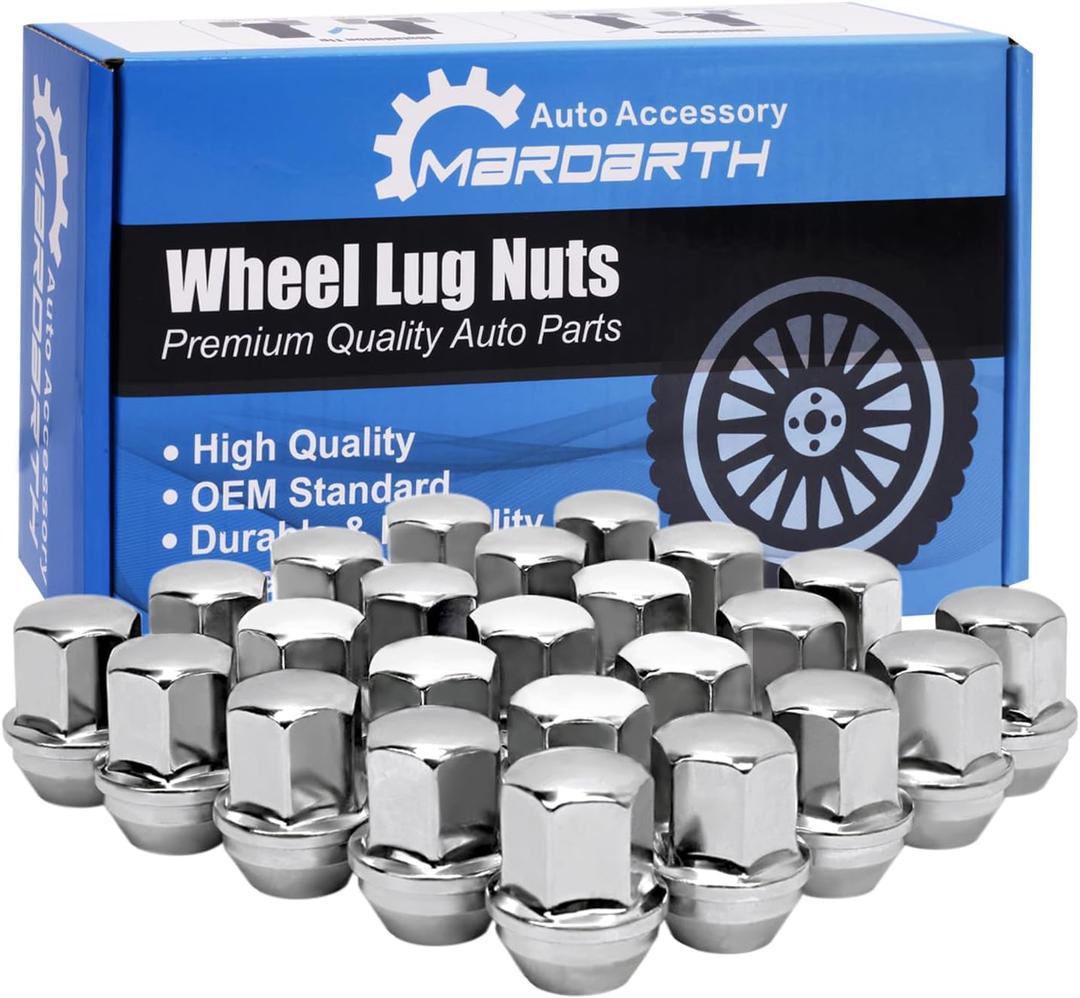 Set of 24, 14x1.5 Wheel Lug Nut Chrome 1.5 Inch 38mm Compatible with OEM Factory Silverado Tahoe Suburban Colorado Wheel