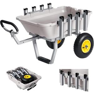 VEVOR Beach Fishing Cart, 200 lbs Load Capacity, Fishing Cart with Heavy-Duty Aluminum Alloy Frame, 13-Inch All-Terrain Tires, 8 Rod Holders, Strap, Easy to Clean, for Outdoor Camping Picnic