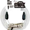 Petest 40ft Reflective Tie-Out Cable for Heavy Dogs Up to 125 Pounds (Black & Silver)