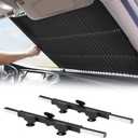 2PCS Retractable Car Sun Shades - Accordion Foldable Windshield Sunshade Blocks 99% UV Rays, Keep Cool, Large Size Sunscreen for Maximum Protection, Prevents Interior Sun Damage - Fits Various Models