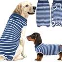Recovery Suit for Dogs, Soft Dog Surgery Suit for Female Spay Male Neuter, Dog Cone Alternative Surgical Recovery Shirt for Abdominal Wounds, Anti-Licking Pet Clothes for Dogs Cats, Blue, XXX-Large