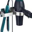 Hair Dryer Holder Wall Mounted, Hair Straightener Holder, Blow Dryer Holder Adhesive, Hair Tool Organizer for Flat Iron, Hairdryer, Curling Iron Holder for Bathroom Vanity Barber Shop (Silver)