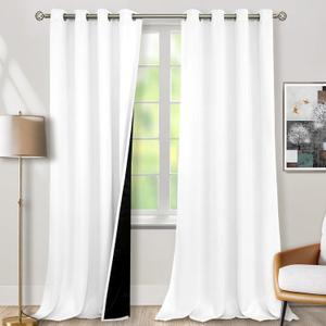 BGment White Blackout Curtains 108 Inches Long for Living Room 2 Panels, Thermal Insulated Grommet 100% Light Blocking Curtains&Drapes for Bedroom Tall Window with Privacy Liner, 52 Inch Wide Each