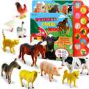 Farm Animals Figures Toys with Sound Books, 10PCS Farm Animals for Toddlers & Animal Sound Books with 10 Buttons, Plastic Animals, Farm Toys for Toddlers 3-5, Animal Lover Gifts for Kids