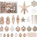 RoseCraft 122 Pack Christmas Ball Ornaments Set, Plastic Shatterproof Christmas Hanging Decoration Hand-held Package, for Home Xmas Tree Holiday Wedding Party Decor - Champagne