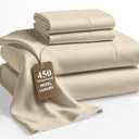 LANE LINEN King Size Bed Sheet Set – 450 Thread Count Long-Staple 100% Cotton Sheet Set King Size, Hotel Premium Soft Silky Sateen Finish, Durable Bedding Set, Elasticised 15" Deep Pocket – Linen
