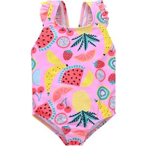 kavkas Baby Girl Swimsuit Cute One Piece Bathing Suit with Sun Protection Ruffles Swimwear (2-3T, Fruit)