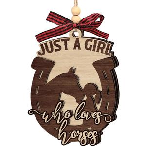 2 x Horse Christmas Ornaments 2025 - Horse Ornaments for Christmas Tree, Horse Gifts for Girls, Women - Wooden Horse Decor, Gifts for Equestrians