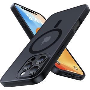 Magnetic for iPhone 16 Pro Max Case,Upgraded [Full Camera Protection][Compatible with Magsafe][Military Grade Protection]Shockproof Slim Translucent Matte Phone Case for iPhone 16 Pro Max,Black