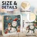 Winter Decor Wood Block Signs - Winter Snowman Table Desk Decor 5 x 5 Inches - Rustic Winter Decorations For Home Bathroom Bedroom Kitchen Party - Gifts For Family Friends - B02