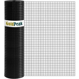 GoldPeak Black Hardware Cloth 1/2 inch Mesh, 24 inch x 50 Foot 19 Gauge, PVC Coated Chicken Wire Fence Roll Garden Fence Mesh Wire Fencing Welded Wire Fencing Wire Mesh Roll Tree Guard
