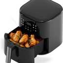 Qido Air Fryer, 5.28 QT Square Airfryer with Visual Window, 400°F Fast Heating Air Fryers Oven with One-Touch Presets, Auto-Off, Dishwasher-Safe Nonstick Basket, Multiple 8 in 1 Function, Light Black, 5 QT without window