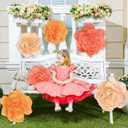 Aneco 6 Pieces Large Paper Artificial Flowers 3D Crepe Tissue Flower Wall Decor for Wedding Birthday Bachelorette Bridal Shower Backdrop Table Centerpieces Party Supplies, Peach Pink, Ivory
