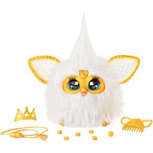 Furby Gold Glam Interactive Plush Toys for 6 Year Old Girls & Boys & Up, Voice Activated Animatronic, Speaks English & Furbish, White 