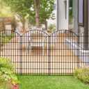 FOREHOGAR Metal Garden Fence 48in (H) x 20.3ft (L), 8 Panels + 9 Stakes Dog Fence Border Fence Animal Barrier, No Dig Garden Fencing for Yard Flower Bed Lawn Patio Outdoor, CTW4808 Black