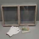 MUYE 8x10 Floating Frame Distressed Beige White Wood Pattern,Double Glass Picture Frame Set of 2 Display Any Size Photo up to 8x10,Wall Mount or Tabletop Stand
