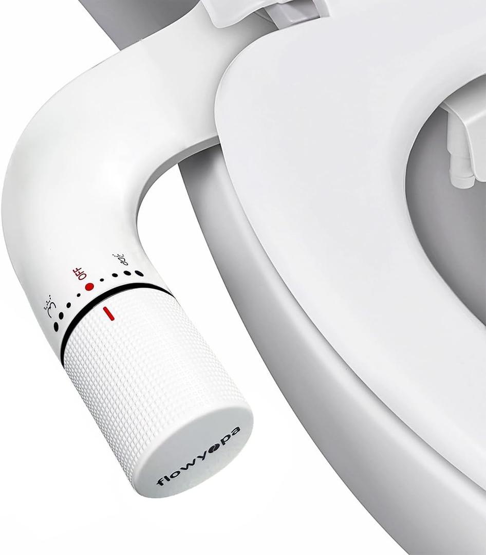 Ultra-Slim Hygienic Bidet Attachment for Existing Toilets - Adjustable Fresh Water Pressure, Dual Nozzle (Frontal & Rear Wash), Easy to Install, Black