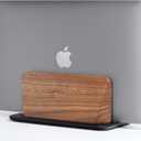 ALNYXAR Vertical Laptop Stand, Solid Black Walnut Body & Black-Finished Ash Wood Base, Wood Laptop Holder Vertical for Desk - Adjustable Dock (0.47"-1.57" Width) Fits Most Laptops, MacBooks