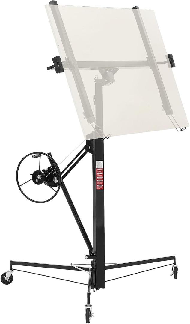 VEVOR 11ft Drywall Lift, Heavy-Duty 150 lbs Sheetrock Hoist with Adjustable Telescoping Arm, Lockable Wheels, Drywall Lifter Panel Jack Hoist Tools Ideal for Ceiling & Wall Installation (Black)