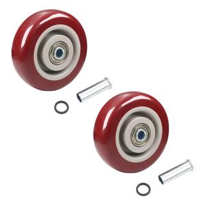4 Inch Wheels 2Pcs 4" Cart Wheel with 3/8" Bore 4 Inch PU Caster Wheels,Heavy Duty Plate Caster,Wheel Only,Push Cart Replacement for Trailer,Saw Table,Stage Toolbox,Bed,Corn Board