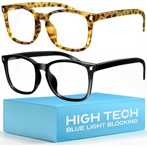 livho High Tech Blue Light Glasses - Advanced 99% Blue Light Blocking Computer Glasses - Anti Eyestrain & UV Glare Protection (*B8 Matte Black+tortoise)
