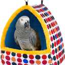 10x10x12in Extra Large Winter Warm Bird Nest for Cage, Hanging Bird Bed with Support Board, Comfortable Hideaway Sleeping Hammock House Hut Gift for Parrot Parakeet(Colorful Polka Dot Style)