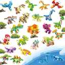 Dinosaur Party Favors for Kids, 24 Packs Mini Dinosaur Building Blocks Toy Animals Building Sets, Dino Carnival Goodie Bags Fillers, Classroom Prizes Christmas Birthday Gifts for Student,Kid Age 6-12