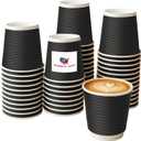 Black Paper Coffee Cups 8oz 20-Pack | Disposable Hot Beverage Cups for Coffee, Tea, Cocoa, Espresso | Sturdy, Insulated & Leak-Resistant