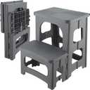 Folding 2-Step Stool for Adults Kids Non-Slip Collapsible Portable Step Stool for Kitchen Home Toilet Bedroom Office Bathroom Rv,Holds 300 Lbs(Grey) (Gray)